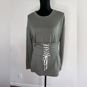 William Rast Lace up Waist Sweatshirt